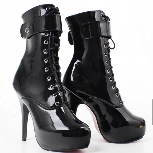 Sissy CD Lace-Up 15cm High Thin heel 4CM platform ankle short boots Plus 5-15US - Picture 2 of 5